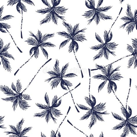 Abstract Tropics Seamless Pattern Grunge Palm Trees Silhouettes