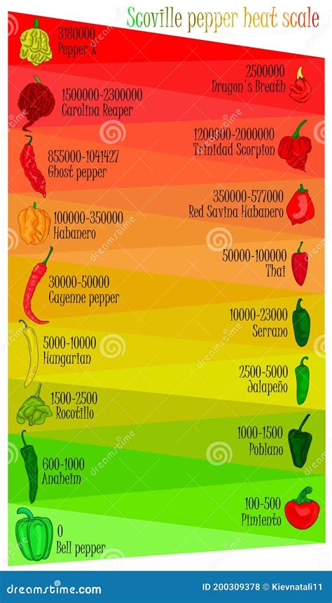 Scoville Pepper Heat Scale. Pepper Illustration from Sweetest To Very ...