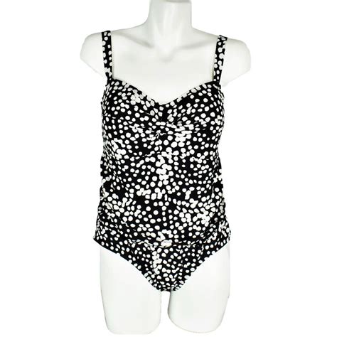 Catalina Womens 1x 16w One Piece Swimsuit Fitted Shirred Dots Padded