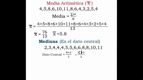 C Mo Calcular La Media Mediana Y Moda Para Datos No Agrupados Youtube