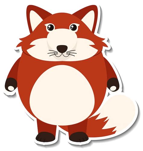 Free Vector | Chubby fox animal cartoon sticker