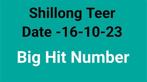 16 10 23 Common Number Shillong Teer Hit Number Target Today