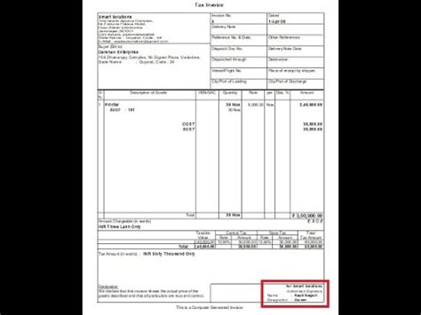 Tally Add On Print Authorized Signatory Name Designation In Sales