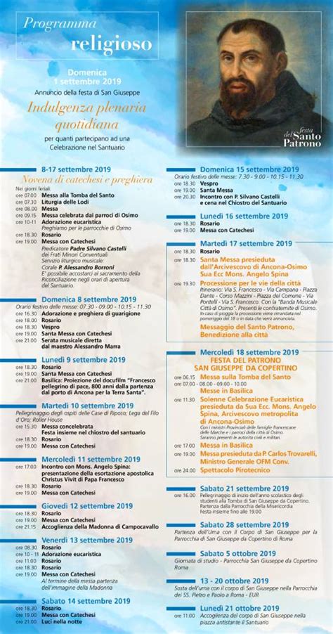 Programma Dei Festeggiamenti In Onore Del Santo Patrono Della Citta Di