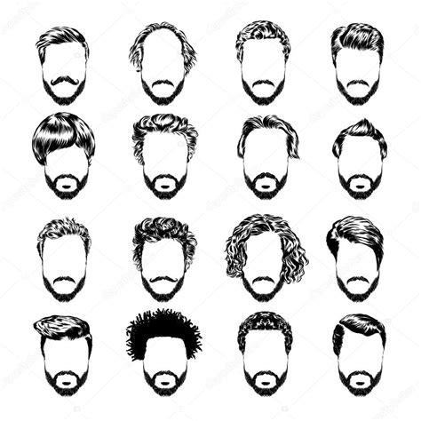 Set Of Mens Hairstyles Beards And Mustache Hand Drawn Sketch Vector