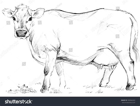 Cow. Cow Sketch. Dairy Cow Pencil Sketch. Animal Farm Stock Photo ...