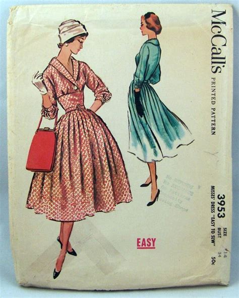 Vintage McCalls 1950 S Full Skirted Dress With By Knightcloth 12 00