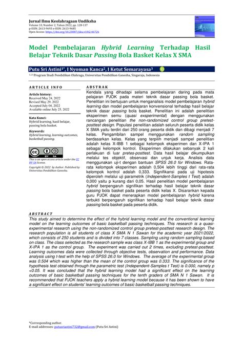 PDF Model Pembelajaran Hybrid Learning Terhadap Hasil Belajar Teknik