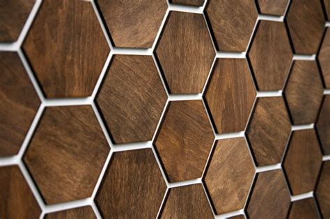 Wooden Wall Panels Pieces Mosaic Panels Hexagon Honeycomb Wall