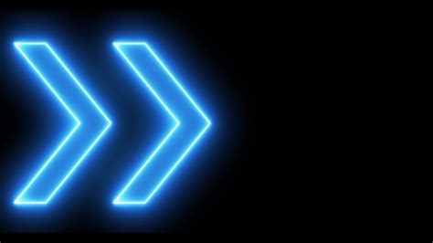 Neon Arrow Direction On Black Background Blue Neon Glowing Arrows