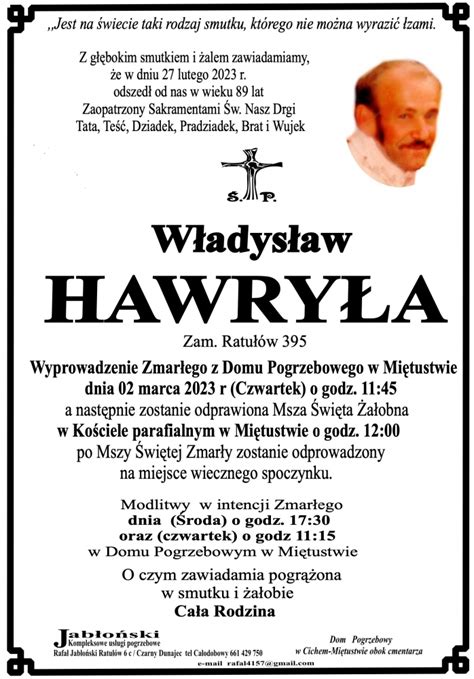 Władysław Hawryła Nekrologi podhale24 pl