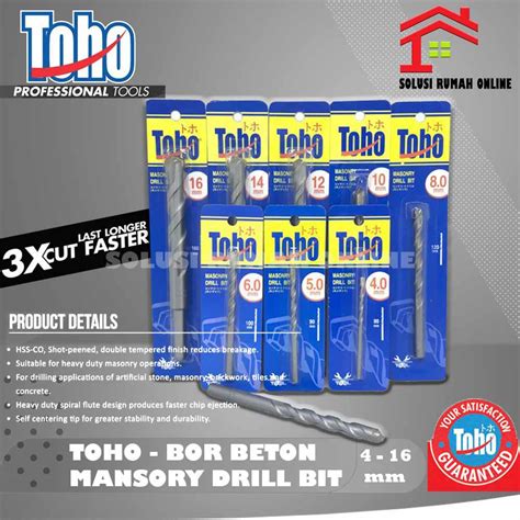 Jual Mata Bor Beton TOHO 4 5 6 8 10 12 14 16 Mm Matabor Mansory