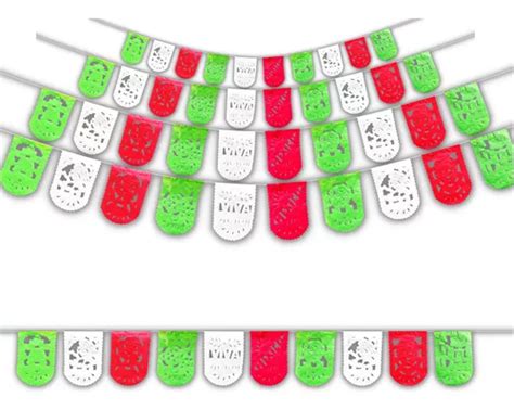 Papel Picado Tricolor Fiestas Patrias Mini Paq Tiras Meses Sin