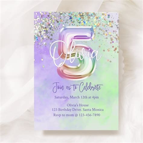 Editable Fifth Birthday 5th Birthday Invitation Etsy