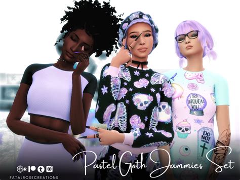 Fatalrosecreations Pastel Goth Jammies Set Screenshots The Sims