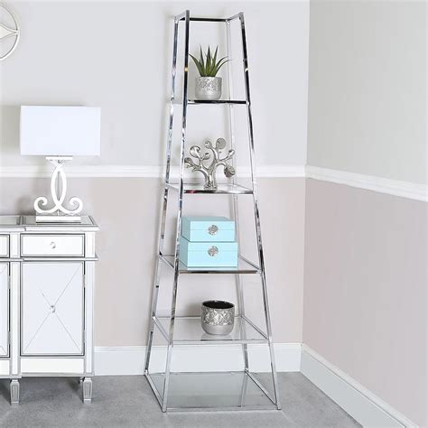 Otis Large Metal And Clear Glass Ladder Style Shelving Display Unit Picture Perfect Home