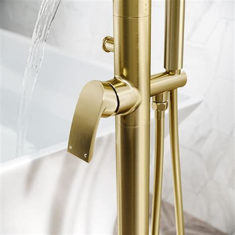 Severn Brushed Brass Freestanding Bath Shower Mixer Tap