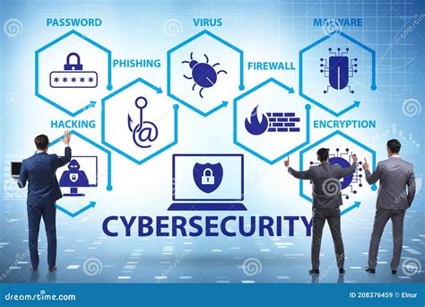 Concepto De Ciberseguridad Con Elementos Clave Imagen De Archivo