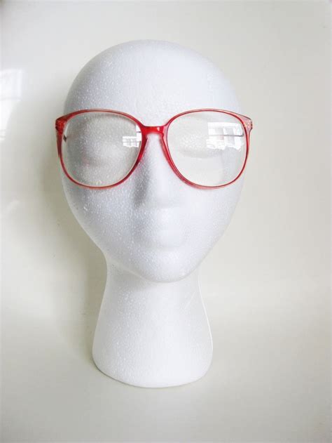 Vintage Cherry Red Glasses Eyeglasses Round 1980s Sunglasses Oversized Eighties Large Indie