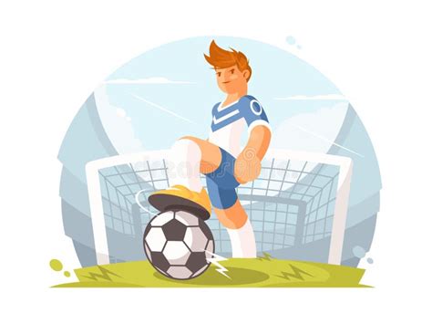 Fotbollsspelare F R Tecknad Filmtecken Stock Illustrationer