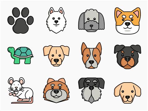 90 Pet Icon Set Flat Icons
