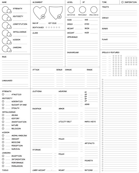 Character Sheet For Dnd 5e