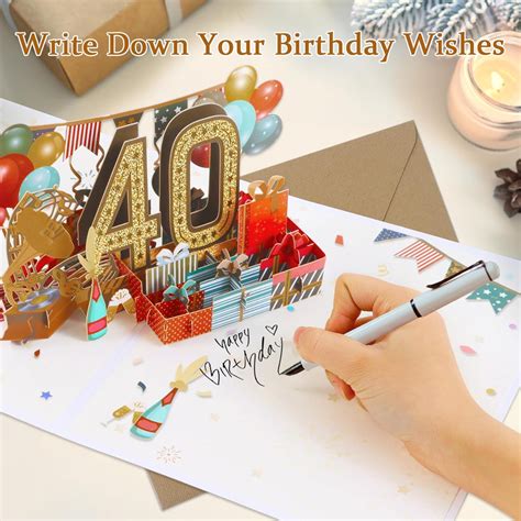 40th Birthday Card For Men Women 3d Pop Up 40th Birthday Ts Cards