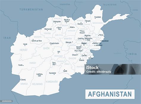 Carte De Lafghanistan Illustration Vectorielle Détaillée De La Carte