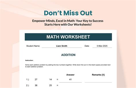 Math Worksheet Template | Template.net