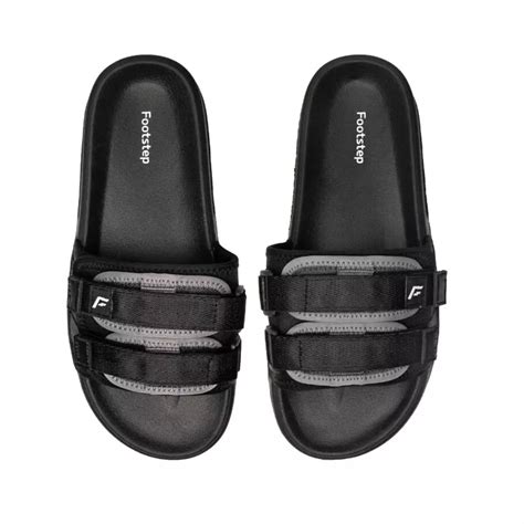 Jual Foot Step Footstep Footwear Sandal Pria Slide Maxi Black Grey