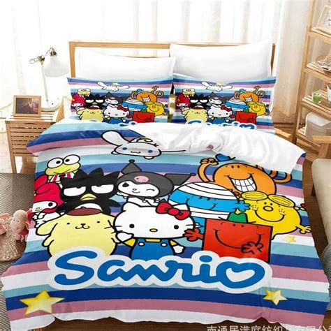 Cartoon Anime Sanrio Bedding Set Hello Kitty Kuromi Melody Quilt Duvet