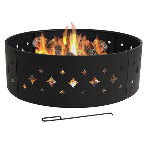 Sunnydaze Decor 36 In Round Heavy Duty Steel Diamond Wood Burning Fire