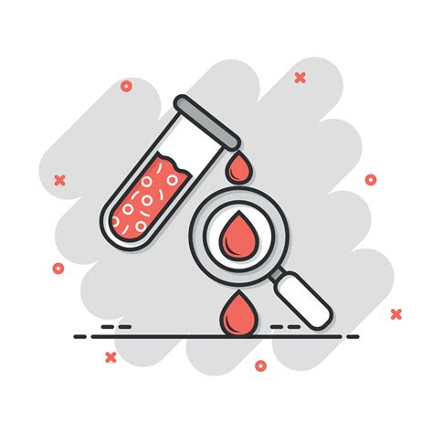 Blood Test Tube Icon In Comic Style Hematology Cartoon Vector