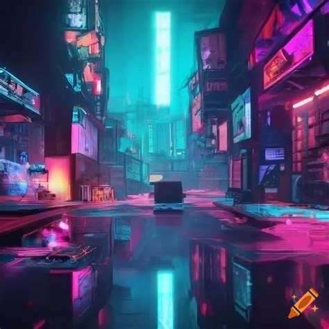 Neon Cyberpunk Wallpaper With A Cloud On Craiyon