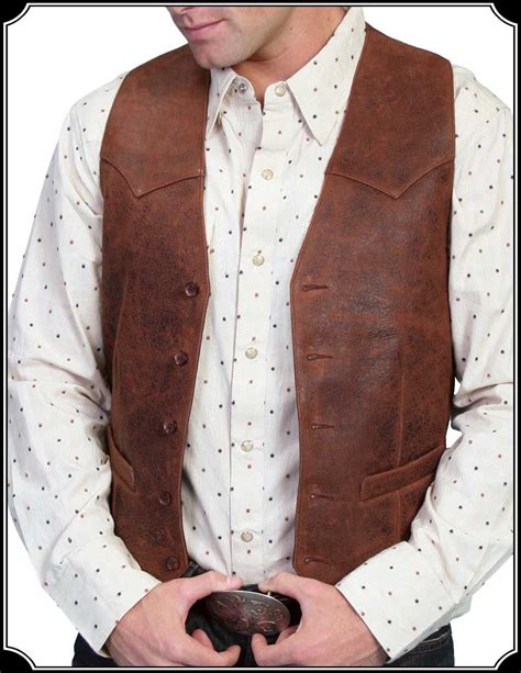 Western Leather Cowboy Vest Western Leather Cowboy Style Cowboy Vest