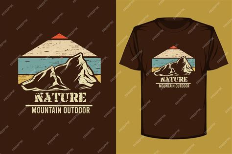 Premium Vector Nature Mountain Outdoor Retro Vintage T Shirt Design