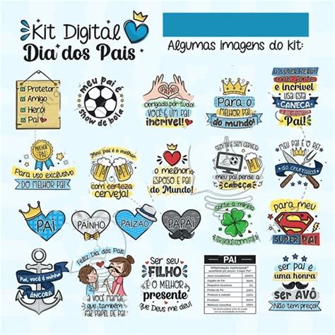 Kit Digital Dia Dos Pais Lt15 Frases Artes Arquivos Png