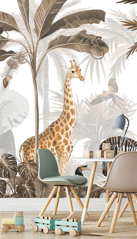 Jungle Jive In Sepia Wallpaper Mural Wallsauce Uk Nursery Wallpaper
