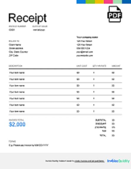 Hotel Receipt Template Free Download Billed