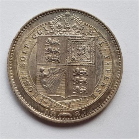 1887 Queen Victoria Silver Shilling T M J Hughes Coins