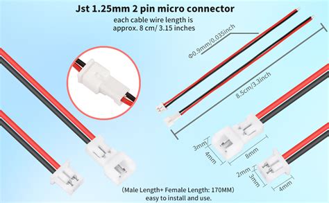 Amazon 10 Pairs 1 25 Mm JST 2 Pin Micro Electrical Male And Female