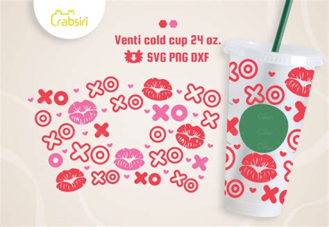 Xoxo Kisses Venti Cold Cup 24oz Svg Crabsiri