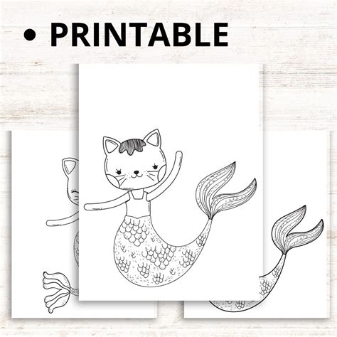 Purrmaid Coloring Book Purrmaid Colour Printable Etsy