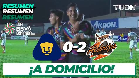 Resumen y goles Pumas Tabasco 0 2 Alebrijes Liga Expansión AP2022