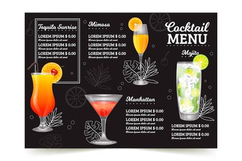 Free Vector Cocktail Menu Template