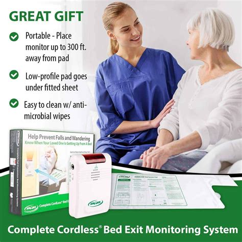 Smart Caregiver Cordless Bed Exit Monitoring System Alarm With Bed Pre