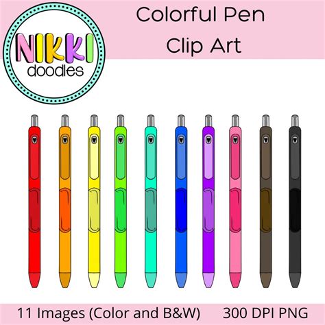 Teacher Ink Pens Joy Flair Colorful Rainbow Pen Writing Clip Art - Etsy