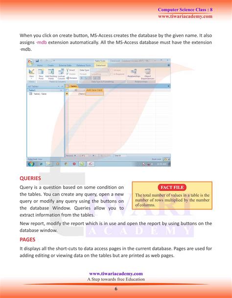 Class 8 Computer Science Chapter 3 Ms Access A Dbms