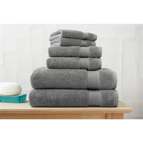 StyleWell HygroCotton Stone Gray 6 Piece Bath Towel Set AT17642 Stone G