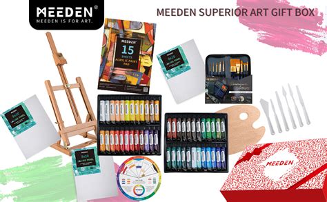 Meeden Kit De Peinture Acrylique Pi Ces Avec Chevalet En Bois De